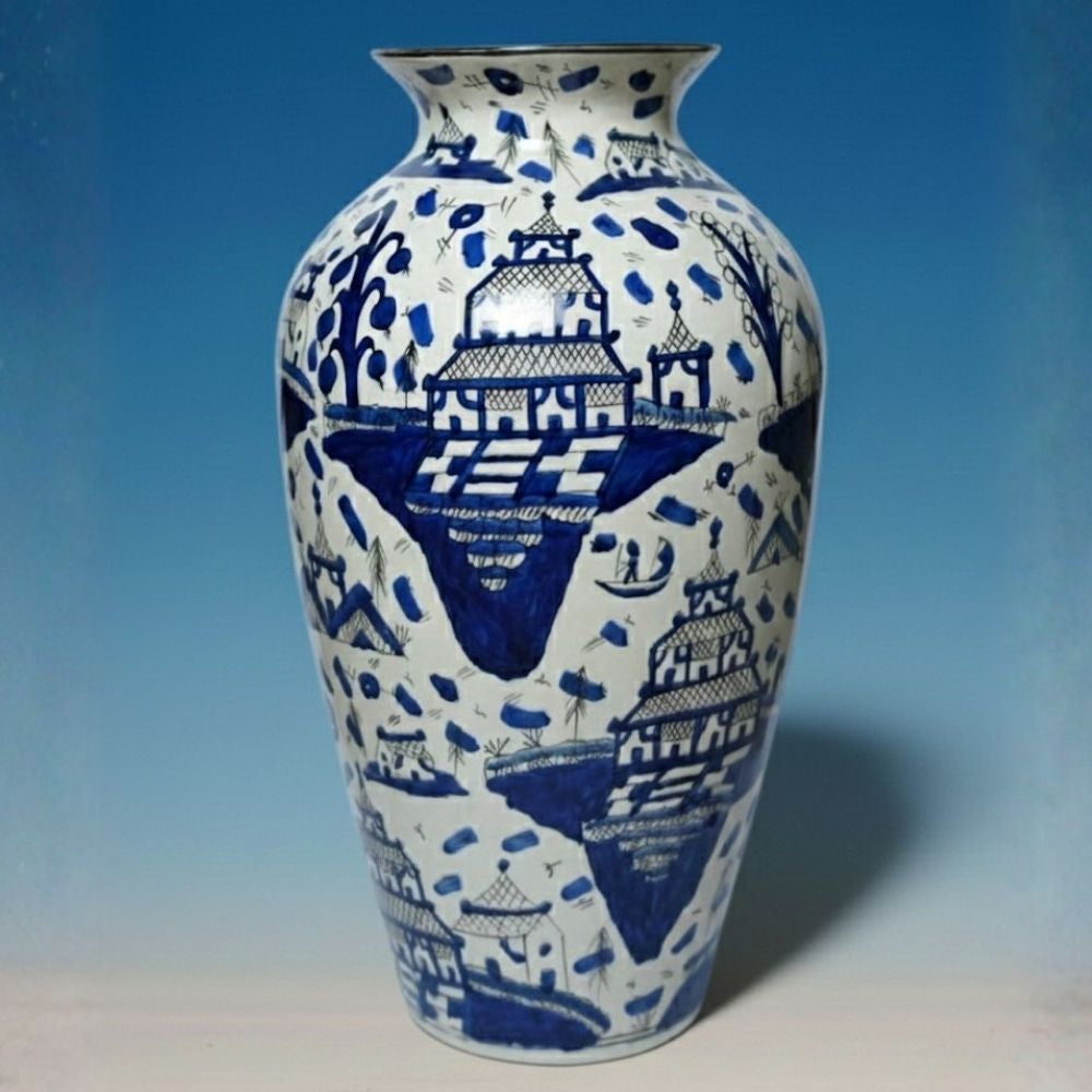chinese ceramic decorative vase elegant home decor accent showpiece with traditional artistic printed design